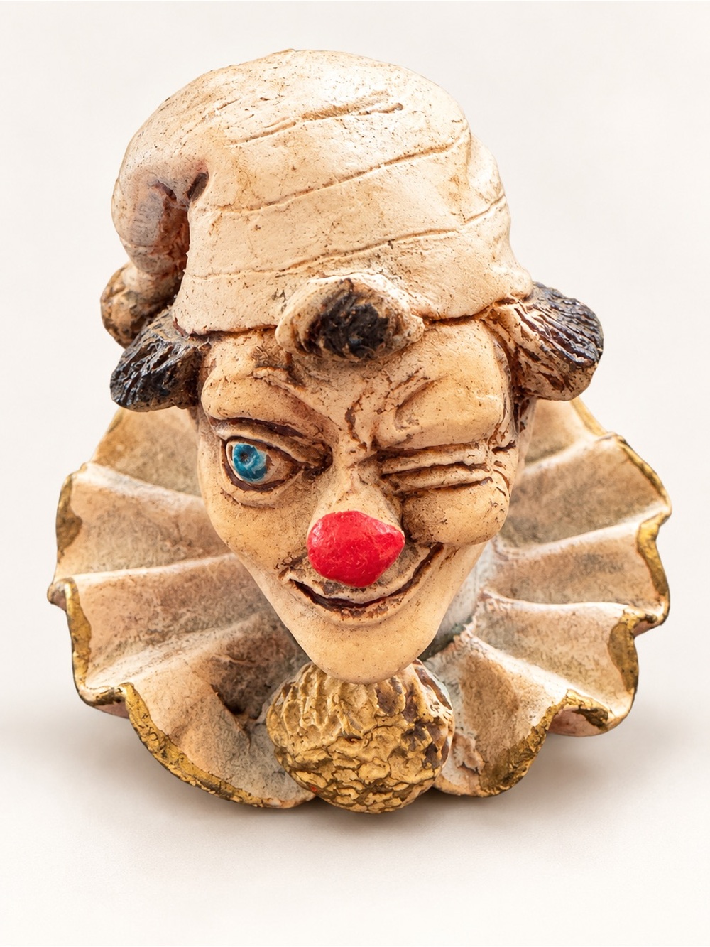 Vintage Miniature Italian Clown Bust Figurine Hand Painted Made in Italy